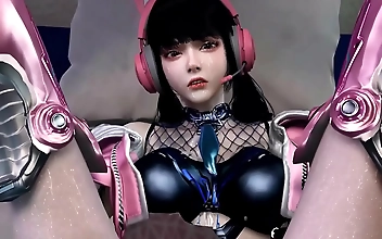 Asian cutie in sultry cosplay outfit gets drilled till she cums hard in lingerie