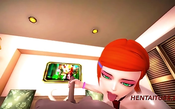 JAV Hentai Porn Video: Kinky Teen Gwen Handjobs Herself, Gives Oral to Blonde Boy & Gets Fucked by Him!