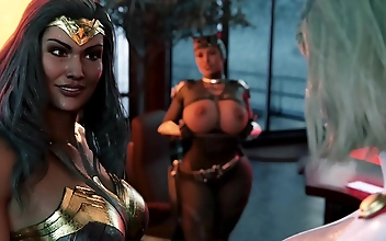 Ready to Get Wet? SUPER BATGIRL, WONDERWOMEN, and SUPERGIRLs Rough Futanari 3D Threesome