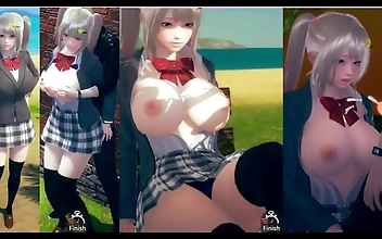 Wow, AI0 Woman Gets Freaky in JK Blonde Hair and Big Tits Scene with Real 3DCG Hentai Action!