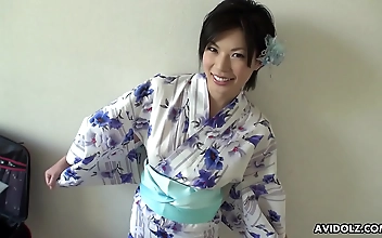 Mouth-watering Japanese Kimono Lady Saki Aoyama Devours Cock in Uncensored Scene