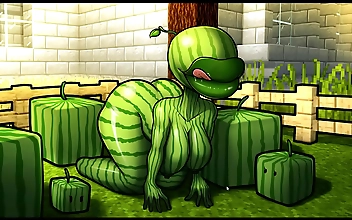 JAV Hentai Game Parody - Steve Fucks a Luscious Watermelon in Ep