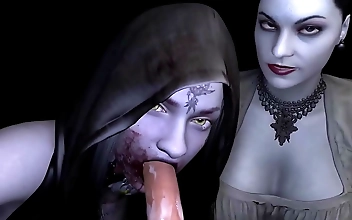 Dive into the Luscious World of JAVs Lady Dimitrascu Double Blowjob Resident Evil Porn Parody