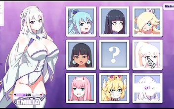 Revealing Emilia from Re-Zero: Ultimate Hentai Game Parody with a Naughty Girls Deepthroat Performance