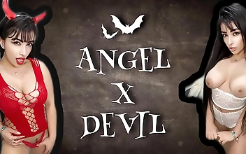 Choose Your Pleasure: Jerk Off Conquest with Pretty Angel or Gorgeous Devil in Cosplay Tease