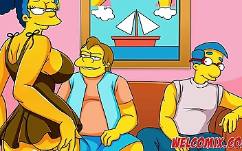 Indulge in the Luscious Charm of Marge and Lisa from The Simpsons Hentai Porn