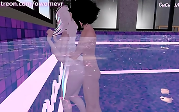 Japanese MILF Gets Wet and Wild in the Pool - A Luscious porn debut