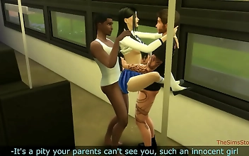 JAV Beauty Allures with Luscious Body in Sims 4 Japanese College Girl Groped and Fucked with No Mercy in Bus