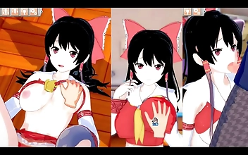 Reimu's Luscious Boobs Get a Rubdown in H-Touhou Project [Hentai Game]!