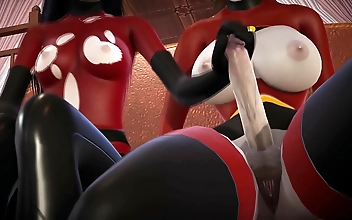 World s hottest double futa sluts Violet Parr and Helen in mind-blowing creampie action