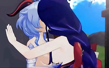 JAV BABES GANYU & RAIDEN SHOGUN KISSING & FUCKING Genshin IMPACT!