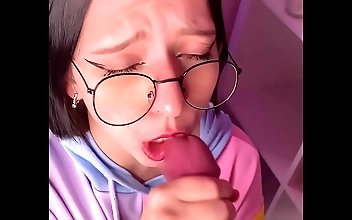 JAV Enchantress in Glasses Teases and Sucks Your Dick after Classes