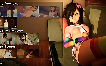 JAV Hentai Game SFM Ep2: Rainbow Party Girl's Giant Dildo Pleasure