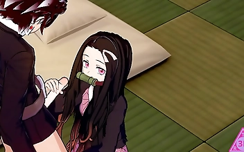 Tanjiro s Luscious Nezuko is a Sexy Enchantress in Demon Slayer Hentai Blowjob & Handjob Porn Gameplay