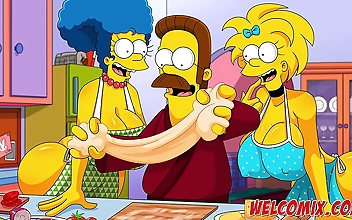 JAV Babes Flandis and The Simptoons Get Steamy with Pepperoni Pizza!