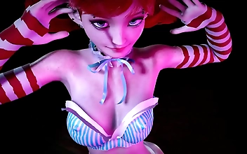 JAV Hentai: Redhead Girl with Pigtails in 3D Dancing Frenzy!