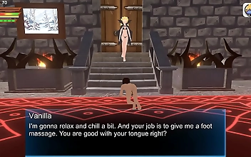 JAV Slut Gets Her Feet and Pussy Licked by a Vampire Dom